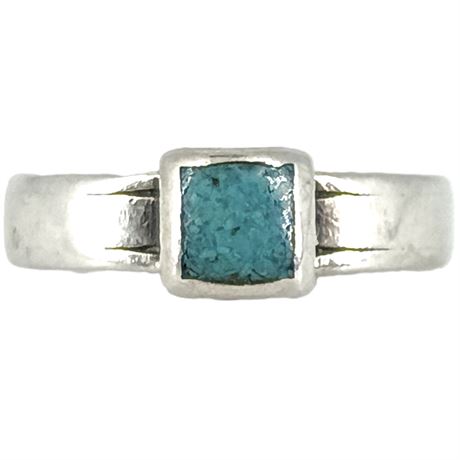 William Jenks Stamped 1997 Silver and Turquoise Ring