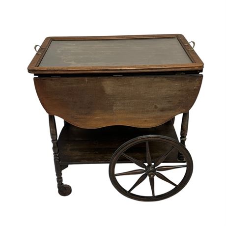 Vintage Drop Leaf Tea Cart With Tray