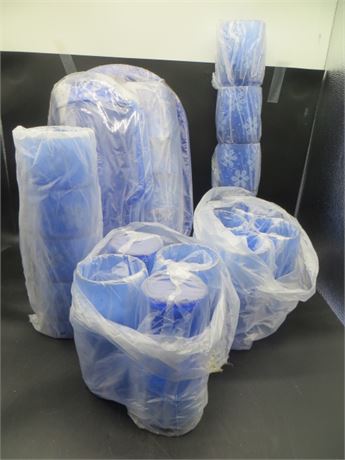NEW VINTAGE TUPPERWARE SNOWFLAKE SERVING CENTER PITCHER, TRAY & 16 GLASSES