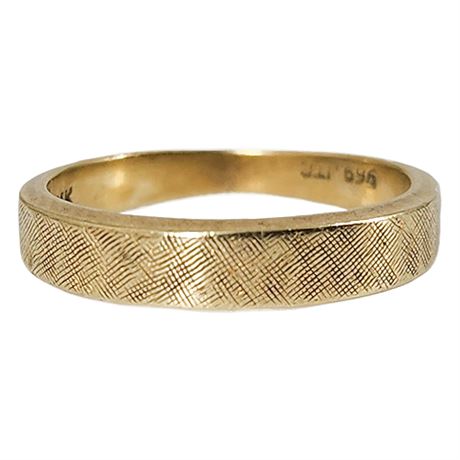 Vintage Signed 14K Gold Textured Band Ring, Sz 4.25