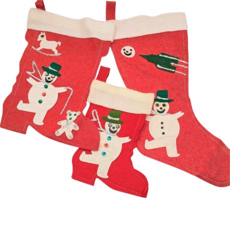 Handmade Vintage Dancing Snowmen Stockings