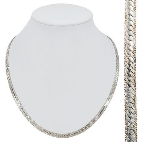 Vtg 20" Sterling Silver Flash Cut Herringbone Chain Necklace