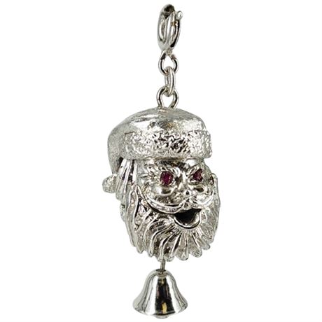 Vintage MONET Silver Tone Santa Claus Pull-Down Charm/Pendant