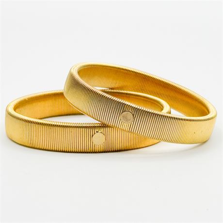 Pair of Vintage Gold-Tone Elastic Metal Sleeve Garters