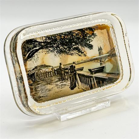 Bonnoir Antique Souvenir Pictorial Glass Paperweight