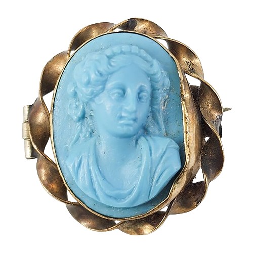 Great Lakes VNTG - Victorian Blue Glass Cameo Brooch