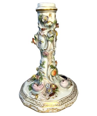 Antique Candlestick Holder Hand-Painted from Meissen Germany