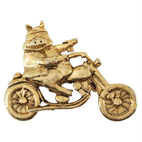 Vintage PDDP Hog on Motorcycle Brooch