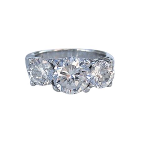 925 Sterling Large Round CZ 3-Stone Cocktail Ring Sz 7 ~ Iced Out!
