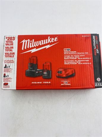 New Milwaukee M12 Battery + Charger Kit 48-59-2424