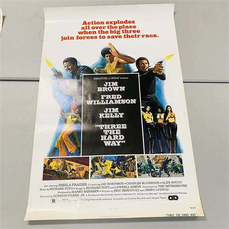 Original 1974 Three The Hard Way Movie Poster
