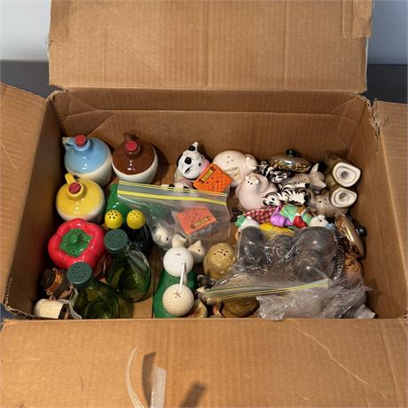 Large box of Salt & Pepper Shakers - Animals, Potatoes and More