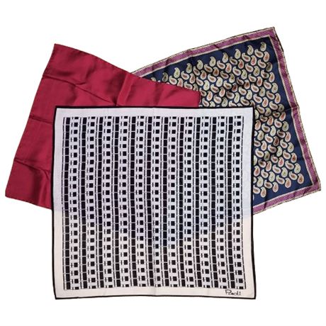 Three Vintage Silk & Cotton Scarves, incl. Imperial, Ashear, & Paoli