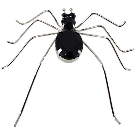 Vintage Large Black Rhinestone Spider Brooch