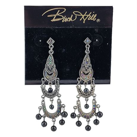 Vintage BIRCH HILL Aurora Borealis Rhinestone Chandelier Earrings, NEW