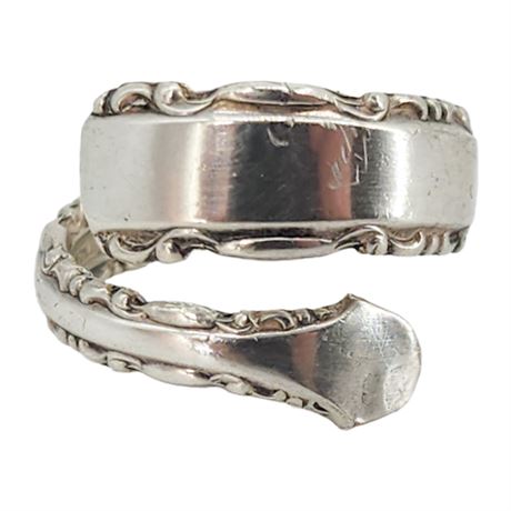 Vintage ALVIN Sterling Silver Spoon Ring, Sz 8, Flawed