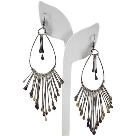 Vintage 70s Long Bohemian Waterfall Dangle Earrings