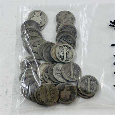 41 Unsearched 1910’s Mercury Silver Dimes