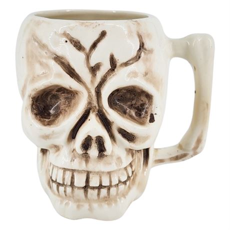 Vintage ORCHIDS OF HAWAII Ceramic Skull Tiki Mug