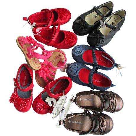 Lot of 6 NEW Pairs of Girl's Shoes Sz 4-6 Koala Kids, Circo, OshKosh