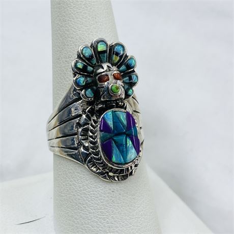 Stunning 10g Zuni Kachina Sterling Ring Size 9