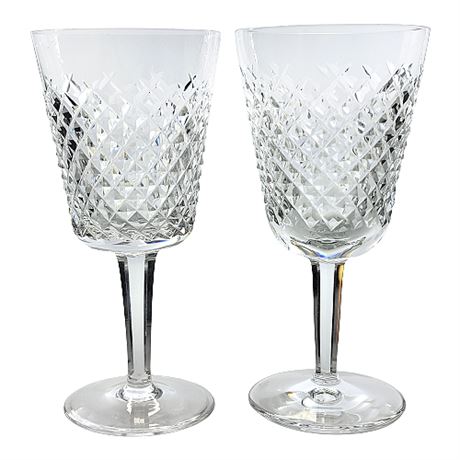 Pair Waterford "Alana" Cut Crystal Water Goblets