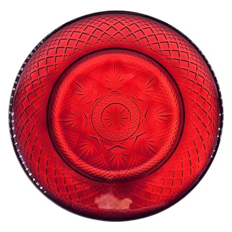 Vintage Cristal D'Arques Durand "Antique" Pattern Ruby Red Glass Plate