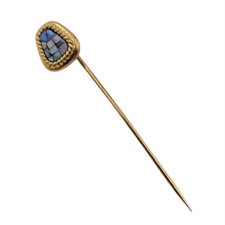 Vintage Krementz Gold Tone Black Opal Stick Pin