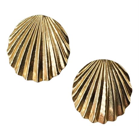 Vintage 14K Gold Seashell Post Earrings