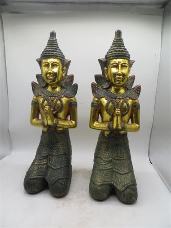 Pr. of Statues Depicting Kneeling w/Hands in a Gesture of Prayer
