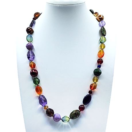 Signed Joan Rivers Colorful Glass Bead Necklace