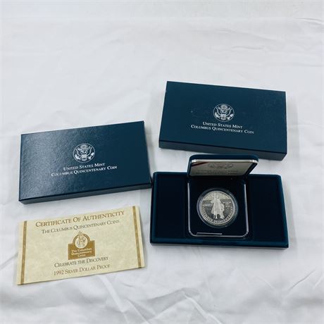 US Mint 1992 Columbus Quincentennial Silver Proof Dollar