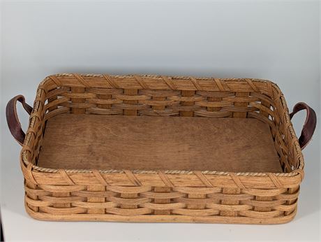 Handmade Signed Amish Woven Wood Tray Ohio