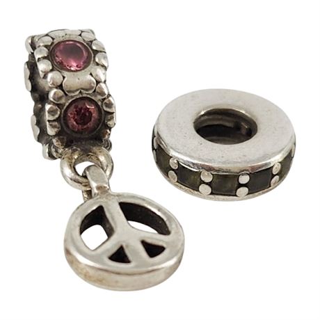 Two Genuine Pandora Sterling Silver Charms
