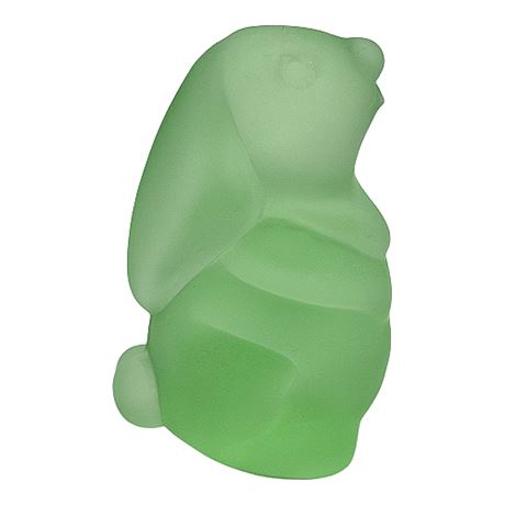 Small Frosted Green Art Glass Bunny Rabbit