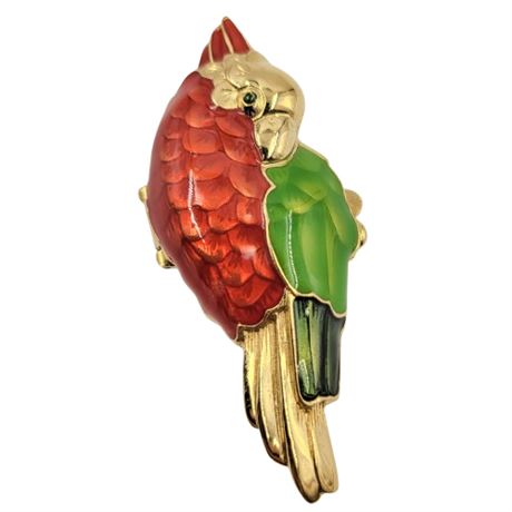 Vintage Enamel Parrot Estee Lauder Solid Perfume Container