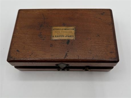 Antique Medical Quackery in Wood Box ~ Appareil D Induction Volta Faradique