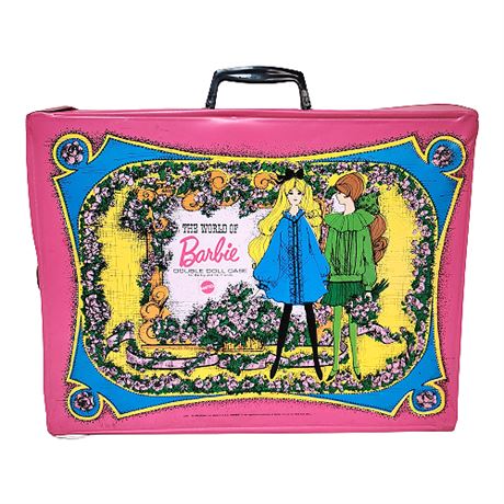 Vintage 1968 The World of Barbie Double Doll Case in Pink
