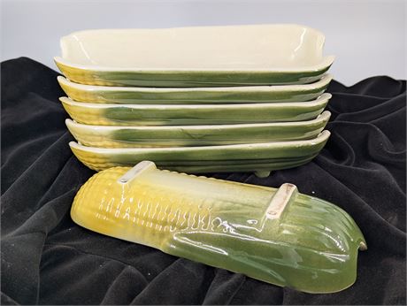 Set 6 Vtg Corn on the Cob Pottery Holders
