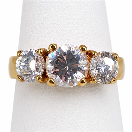 Gold Tone Ring - Past, Present, Future - Stamped JA