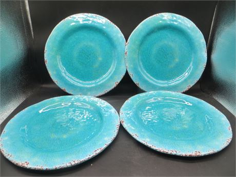 4 Carmelo Turquoise Melamine Dinner Plates