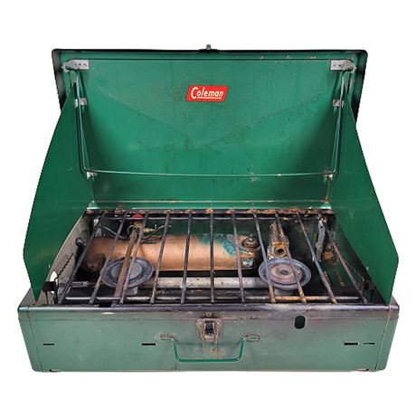Vintage Coleman 413E 2-Burner Camp Stove w/ Pull-Out Legs