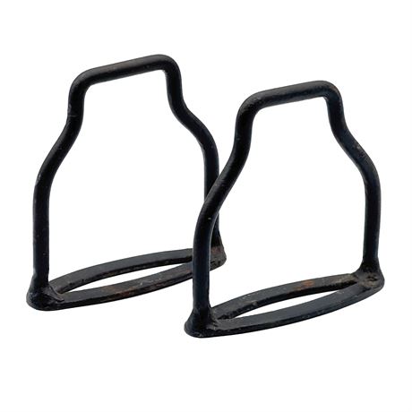 Pair of Antique Powder-Coated Iron English Stirrups