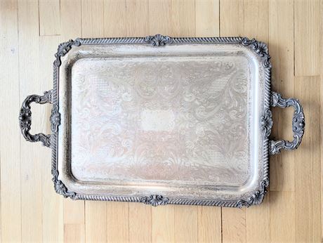 Large Heavy Silver on Copper Tray 21" x 16" x 3" T