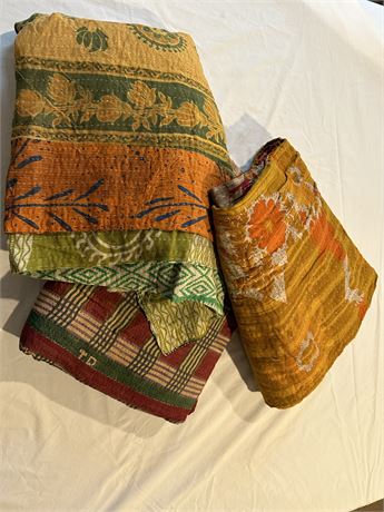 Three Vintage Kantha Quilts