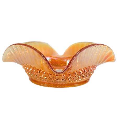 Vintage Marigold Carnival Glass Scalloped Dish