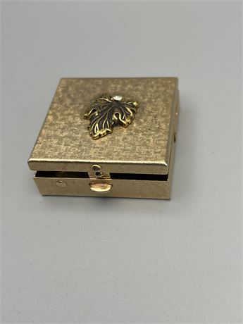 Brass with leaf with rhinestone pill box
