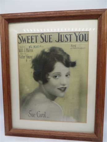 Framed Sheet Music "Sweet Sue Just You"