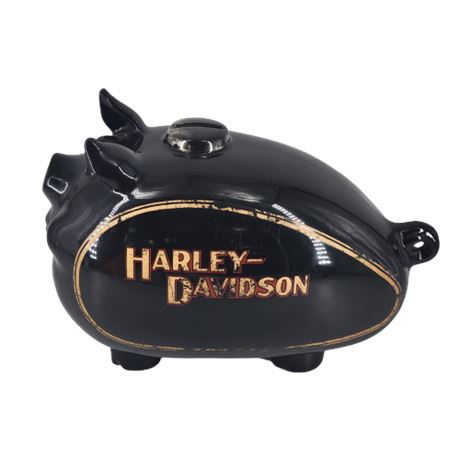 Great Lakes VNTG - Harley-Davidson Black Ceramic Hog Gas Tank Piggy Bank