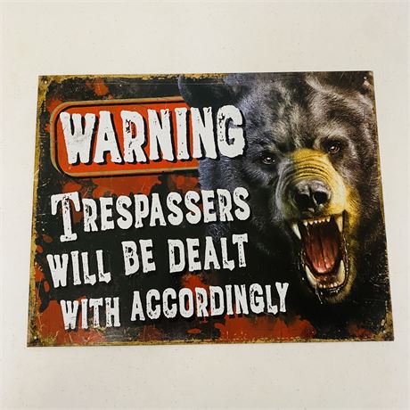No Trespassing 12.5x16” Metal Retro Sign